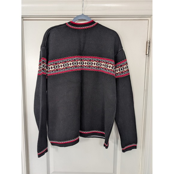 Hanna Andersson Mens XL Black Red Fair Isle 1/4 Zip Cotton Sweater festive - Picture 6 of 6